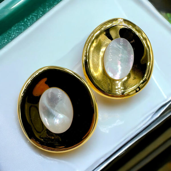 Σκουλαρίκια Κλιπ και πέτρα Φίλντισι Λευκό