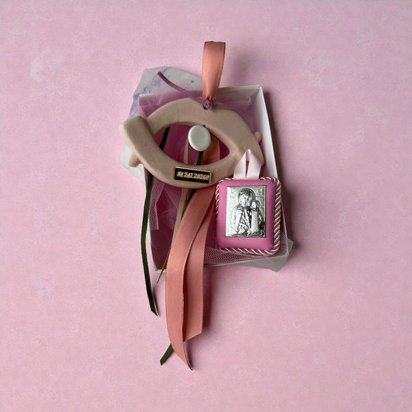 Baby Kit Νεογέννητου Κοριτσιού – Κεραμικό Μάτι «ΝΑ ΣΑΣ ΖΗΣΕΙ» & Εικόνα Παναγίας