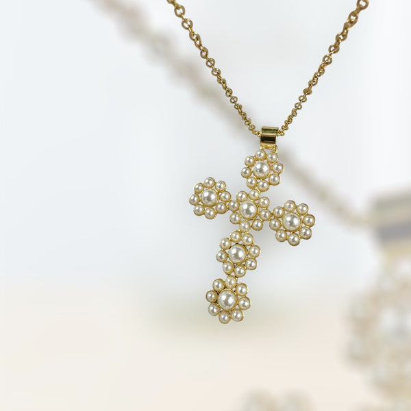 Ατσάλινος Μοντέρνος Σταυρός με Πέρλες