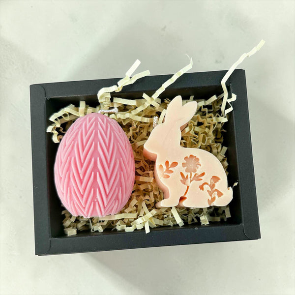 Γιορτινό Πασχαλινό Σετ Δώρου – Αυγό & Λαγουδάκι σε Αρωματικά Κεριά