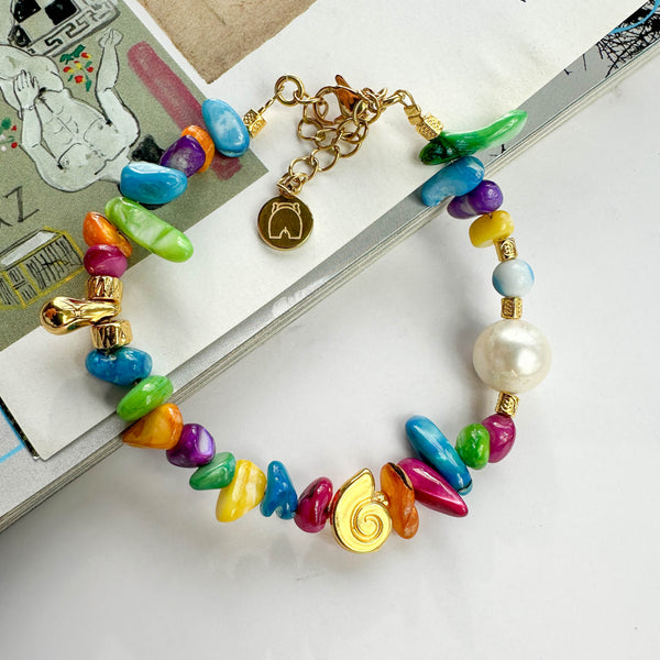 Βραχιόλι με Κοχύλι και πολύχρωμα φίλντισι