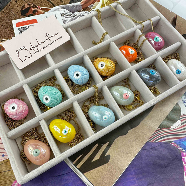 Κολιέ κεραμικό αυγό 19*26 (Αλυσίδα/Δέρμα)