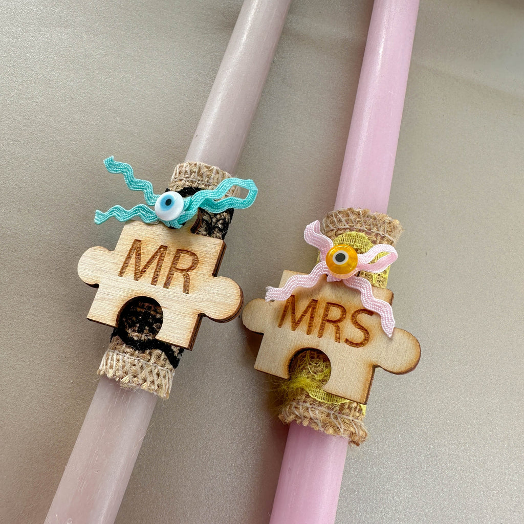 Χειροποίητη Λαμπάδα για Ζευγάρι Mr & Mrs