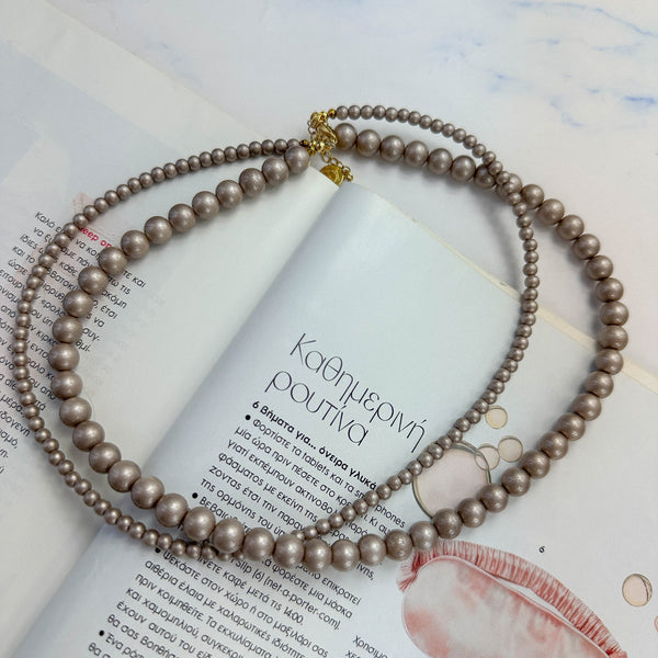 Διπλό Κολιέ με Πέρλες σε Γήινες Αποχρώσεις