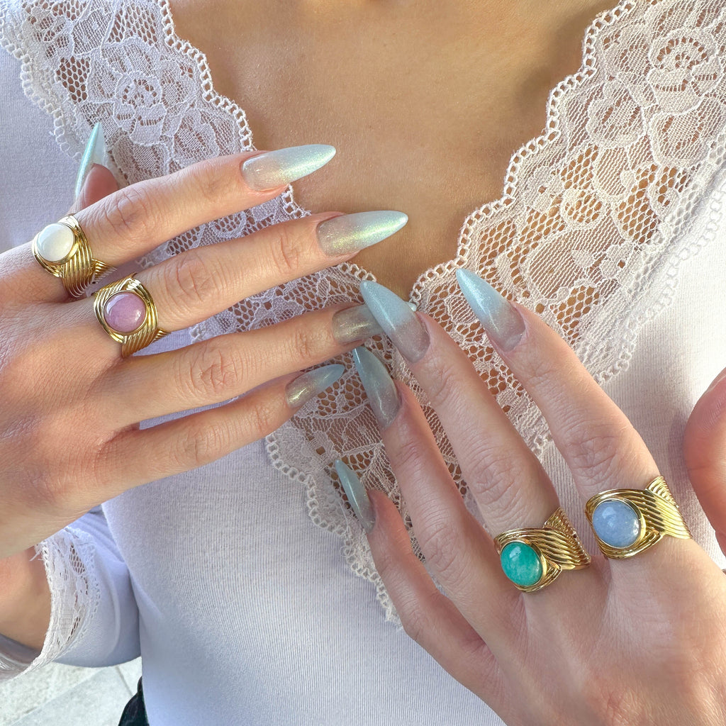 Δαχτυλίδι Theresa με χρωματιστή ημιπολύτιμη πέτρα