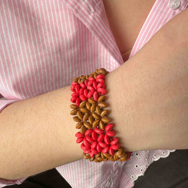 Ανοιξιάτικο Ξύλινο Βραχιόλι Πολυσείρο One-Size