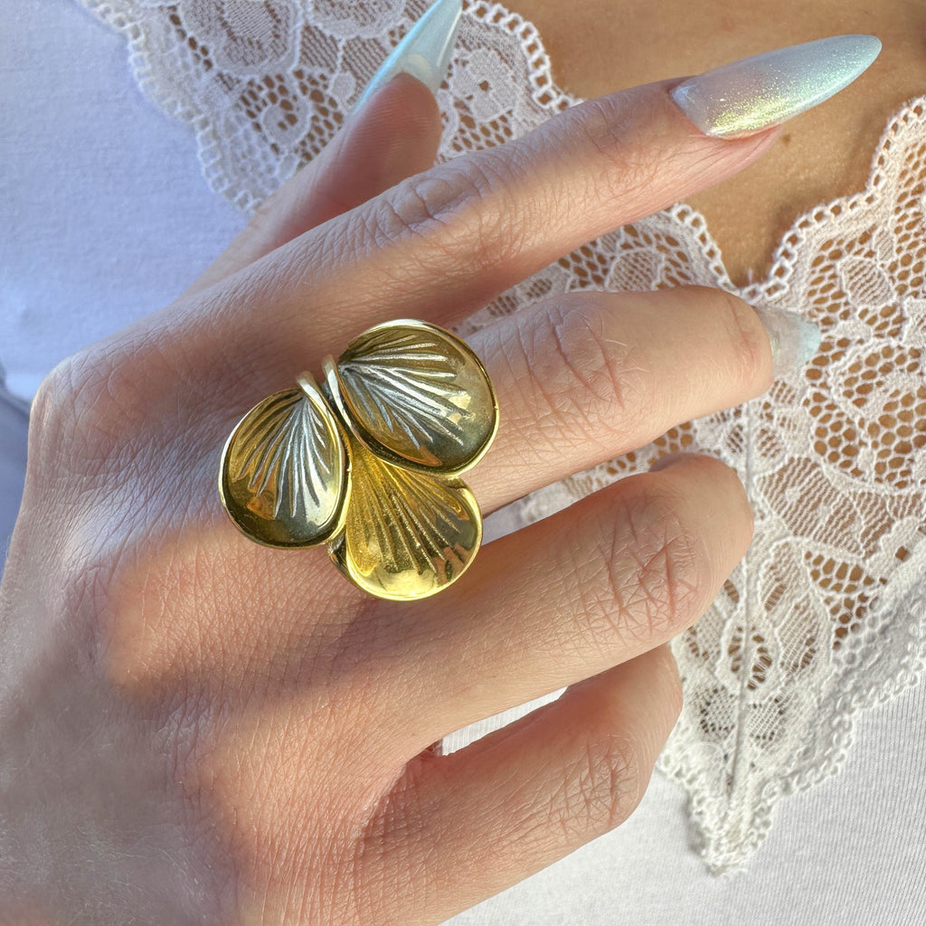 Δαχτυλίδι από ατσάλι Λουλούδια χρυσό
