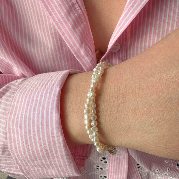 Βραχιόλι Διπλό με Mini Μαργαριτάρια Καλλιέργειας