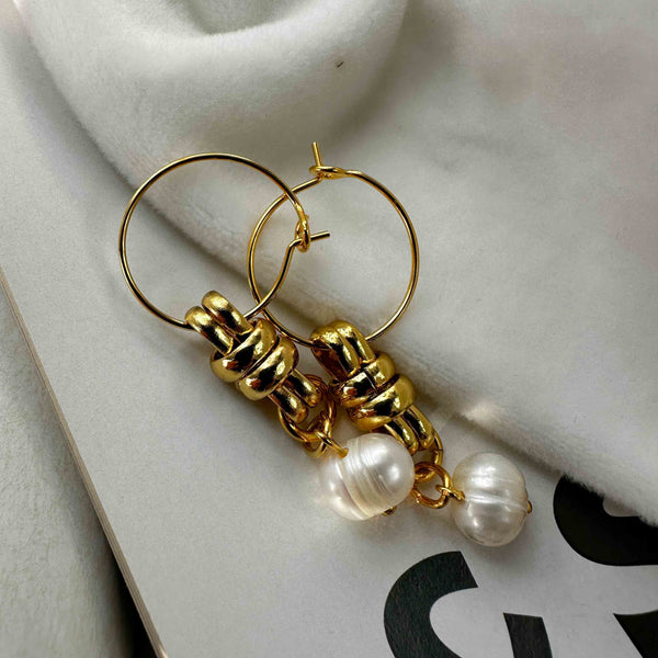 Σκουλαρίκια Κρίκοι με Μαργαριτάρια Καλλιέργειας