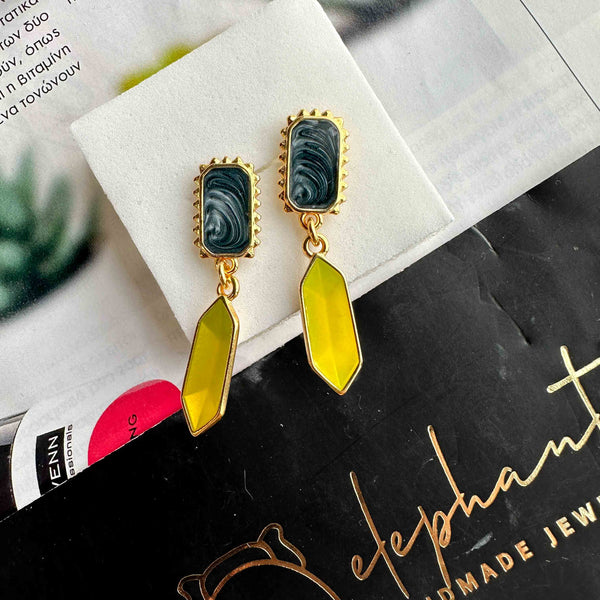 Σκουλαρίκια καρφωτά Neon Yellow Drops