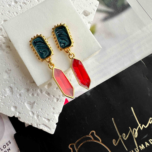Σκουλαρίκια καρφωτά Neon Red Drops