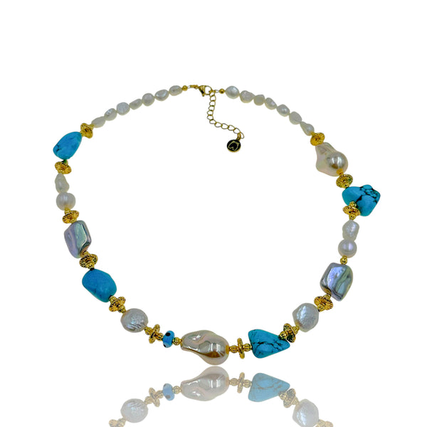 “Aegean Glow” με Faux Πέρλες, Χαολίτη & Μαργαριτάρια