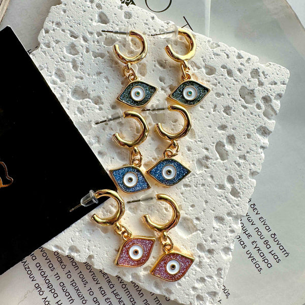 Σκουλαρίκια κρίκοι Μάτι Glamour κρεμαστό