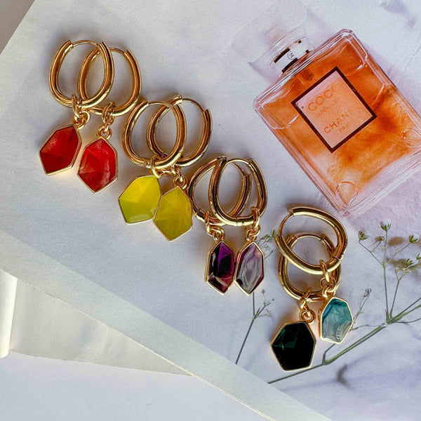 Σκουλαρίκια κρίκοι Neon Small Hexagon