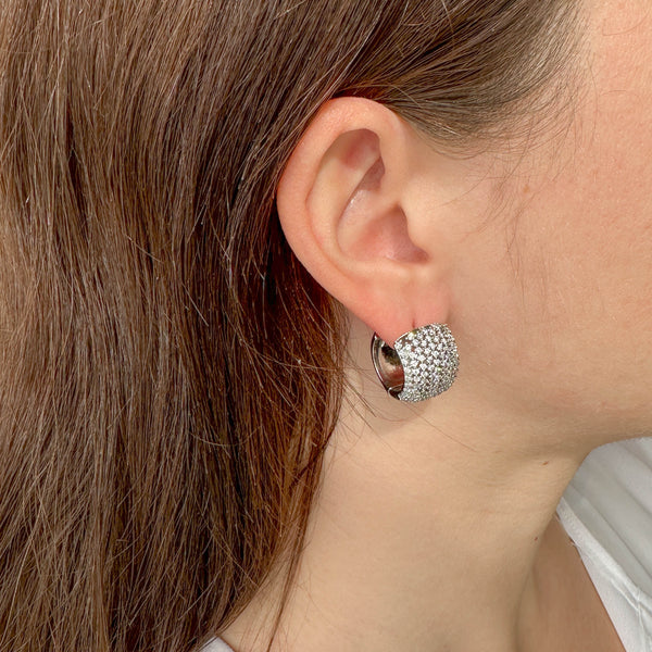 Ατσάλινα Σκουλαρίκια Κρίκοι με Ζιργκόν – Ασημί Statement Σκουλαρίκια