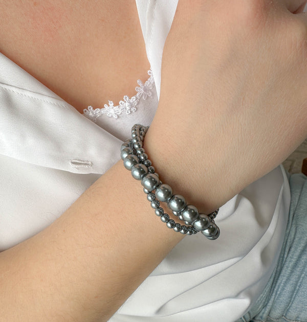 Τρίσειρο Βραχιόλι με Γκρι Πέρλες
