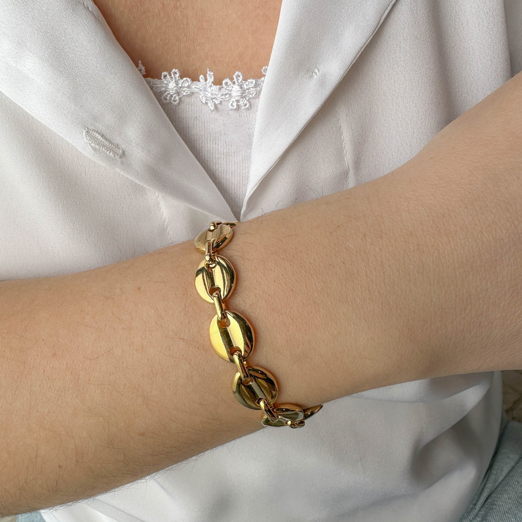 Επιχρυσωμένη Ατσάλινη Αλυσίδα – Statement Βραχιόλι με Οβάλ Κρίκους