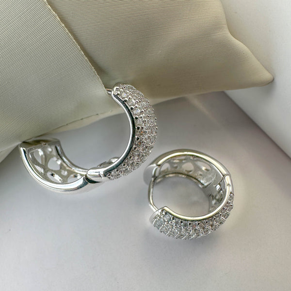 Ατσάλινα Σκουλαρίκια Κρίκοι με Ζιργκόν – Ασημί Σκουλαρίκια