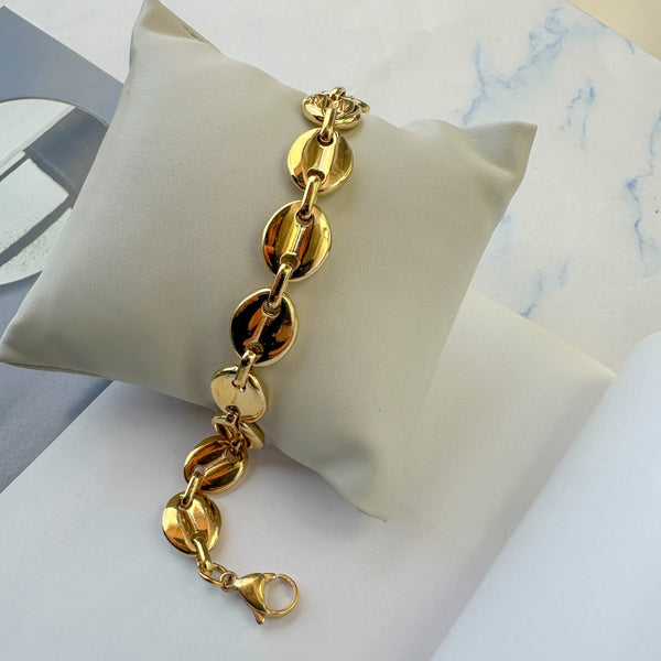 Επιχρυσωμένη Ατσάλινη Αλυσίδα – Statement Βραχιόλι με Οβάλ Κρίκους