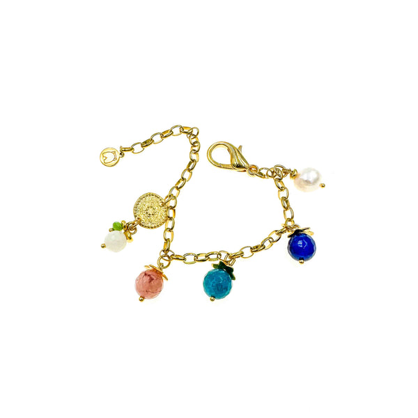 Βραχιόλι με κρεμαστές στρογγυλές πέτρες από αχάτη