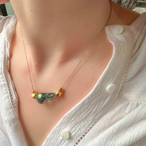 Κολιέ αλυσίδα με περαστό Κρύσταλλο Pear