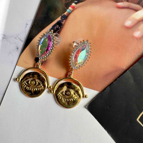 Σκουλαρίκια καρφωτά Νυχάκι Ιριδίζον κρύσταλλο