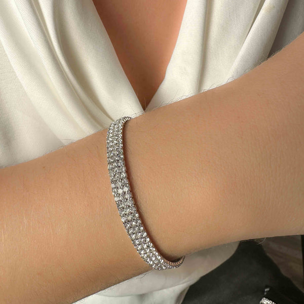 Βραχιόλι Ελαστικό Με τριπλή σειρά Ζιργκόν