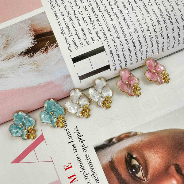 Σκουλαρίκια Καρφωτά Ορχιδέα σε Παστέλ Αποχρώσεις