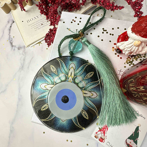 Γούρι Κρεμαστό 2026 Μάτι Καλοτυχίας με Πράσινη Φούντα