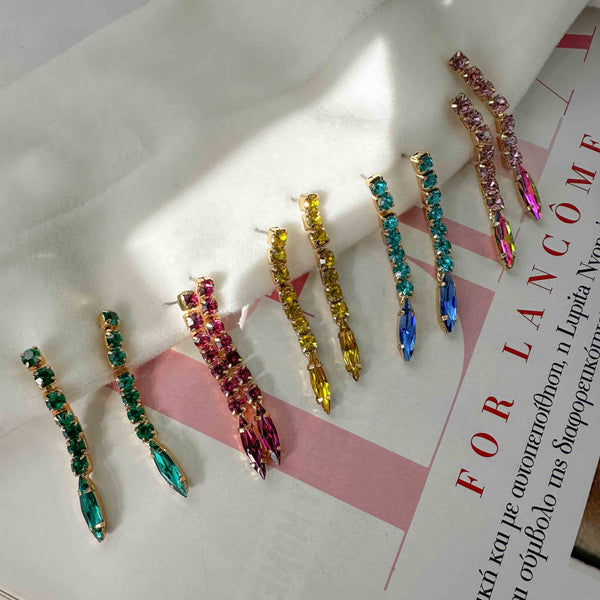 Σκουλαρίκια Μακριά με Πολύχρωμα Κρύσταλλα