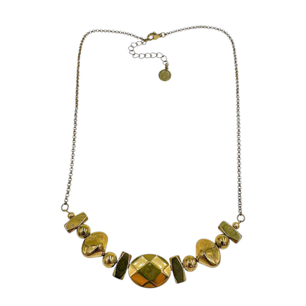 Κολιέ με Αιματίτες & Ατσάλινη Αλυσίδα – Geometric & Modern Design