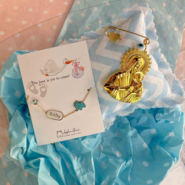 Kit Baby Μωρού Μπλε Πακέτο για νεογέννητο Βραχιόλι & Παραμάνα