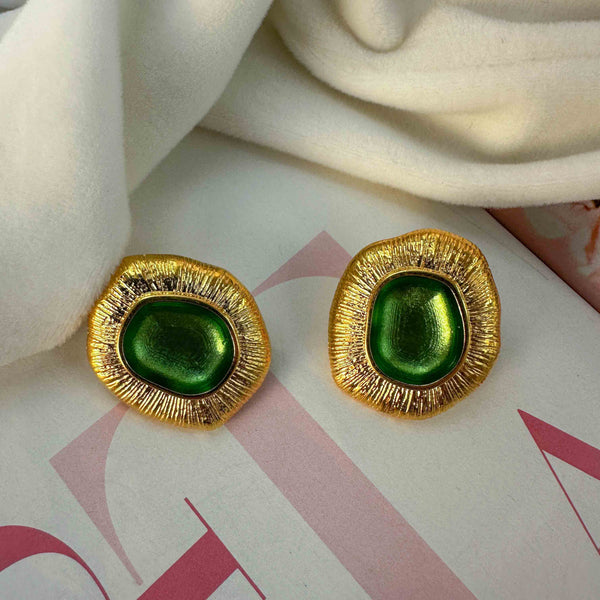 Σκουλαρίκια Μεγάλα Με Πράσινο Σμάλτο