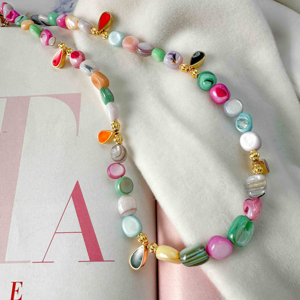 Κολιέ Σταγόνες με σμάλτο και πολύχρωμο Φίλντισι