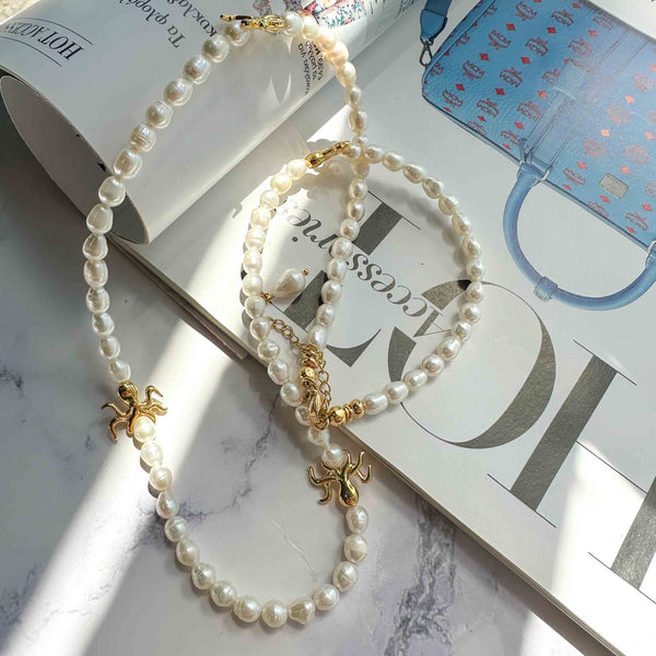 Κολιέ με μαργαριτάρια καλλιέργειας και Χταποδάκια