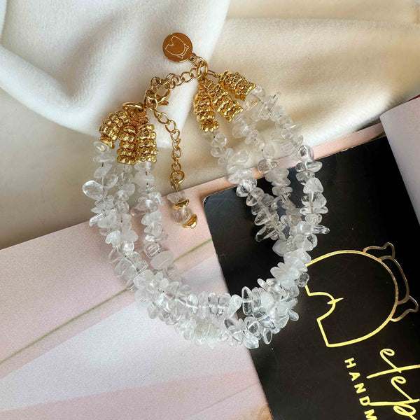 Βραχιόλι με chips λευκό Αχάτη