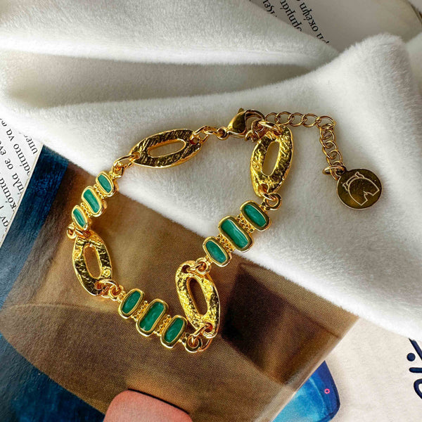 Βραχιόλι με Χρυσά Στοιχεία και Τυρκουάζ Σμάλτο