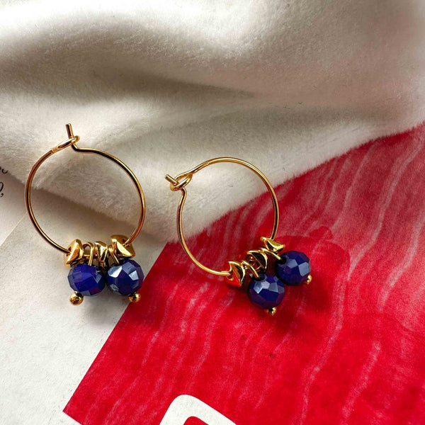 Σκουλαρίκια Κρικάκια με μπλε κρύσταλλα