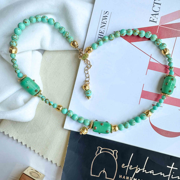 Κολιέ Murano με ημιπολύτιμες πράσινες πέτρες