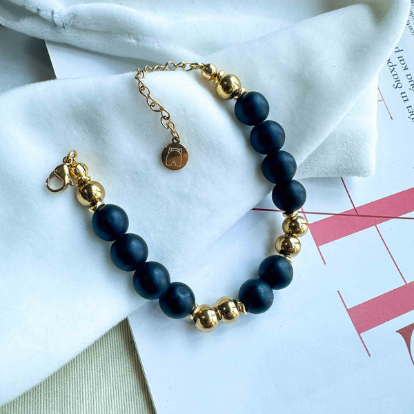 Βραχιόλι Black & Gold πέτρες και αιματίτες