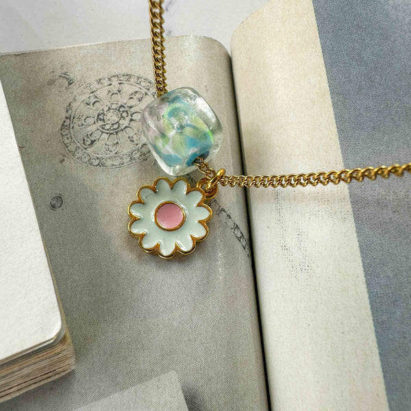 Κολιέ Λουλούδι Σμάλτο & Χάντρα Murano