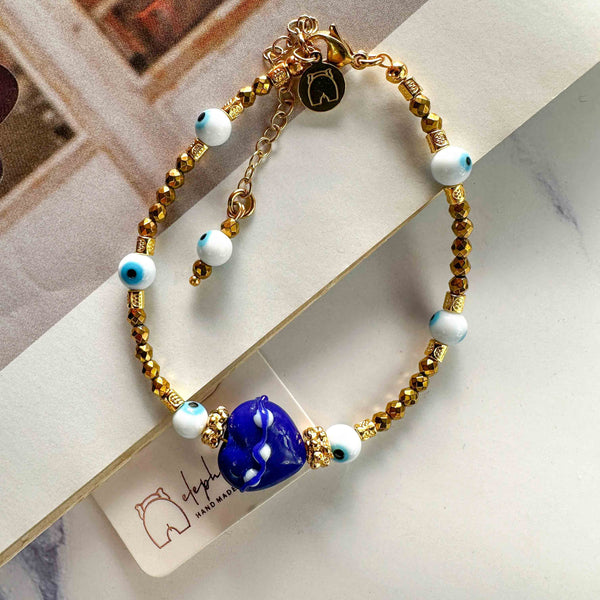 Βραχιόλι με ματάκια και χρυσούς αιματίτες