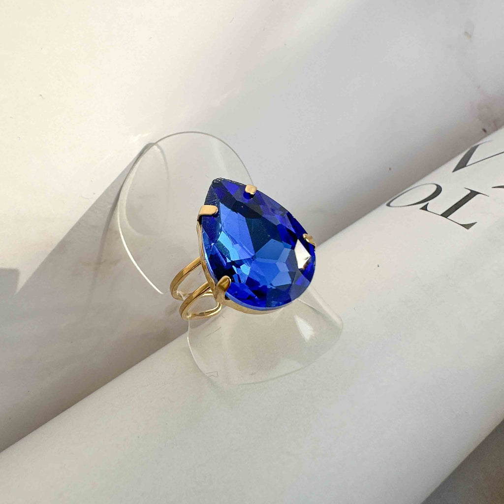 Δαχτυλίδι από ατσάλι Δάκρυ μπλε μονόπετρο