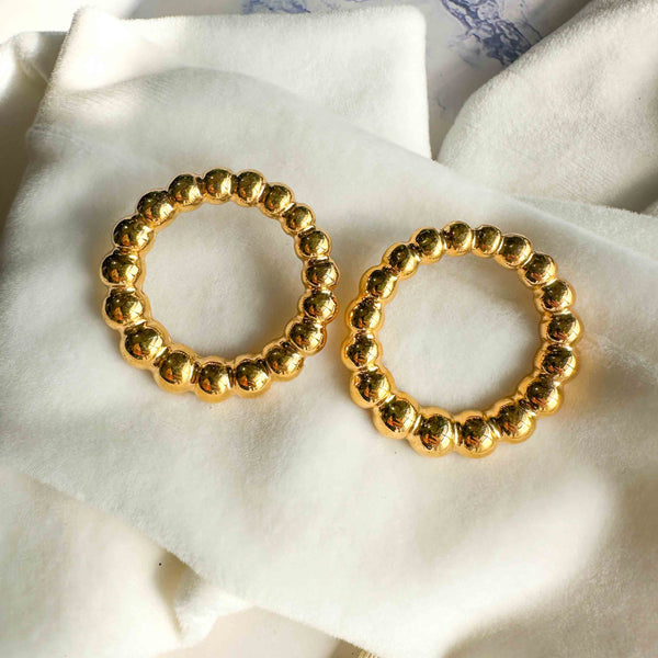 Σκουλαρίκια Ball καρφωτοί κρίκοι επίχρυσοι