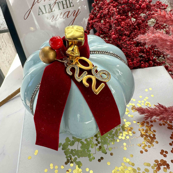 Επιτραπέζιο Γούρι 2026 Κεραμική Κολοκύθα Γαλάζια (12x12)