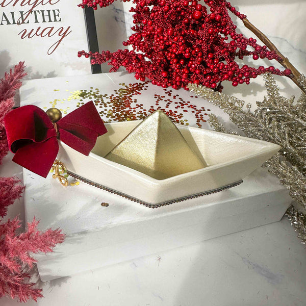 Κεραμικό Καράβι Γούρι 2026 και Βελούδινη Κορδέλα