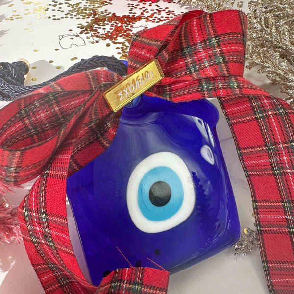 Γούρι 2026 Σπίτι Γυάλινο Με Ματάκι Και Κορδέλα “Σχολείο”