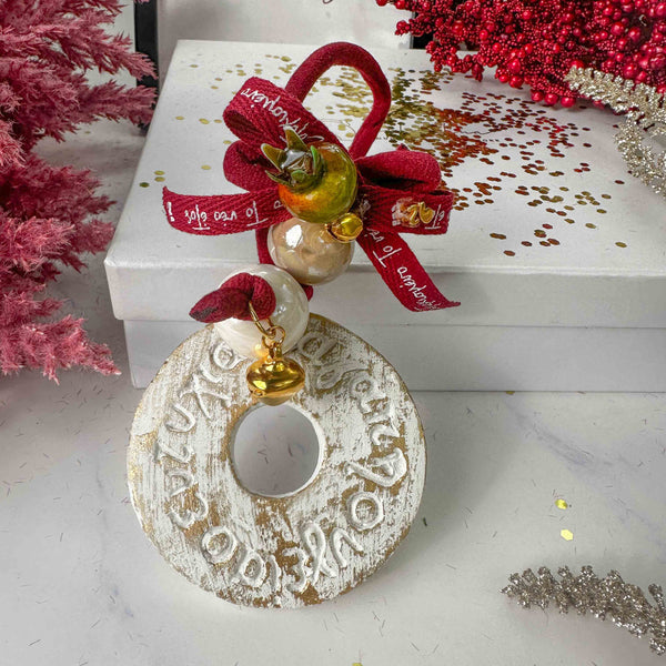 Γούρι Τοίχου 2026 Κεραμικό Στοιχείο με Ευχές - Λευκό