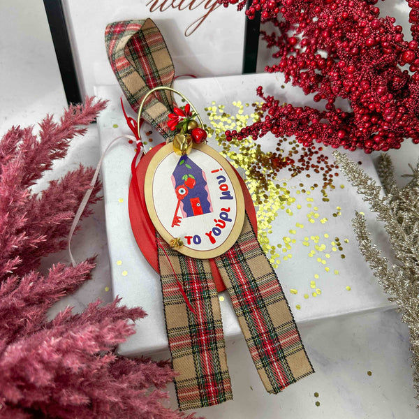 Χειροποίητο Γούρι Τοίχου "Το γούρι μου" με Καρό Κορδέλα