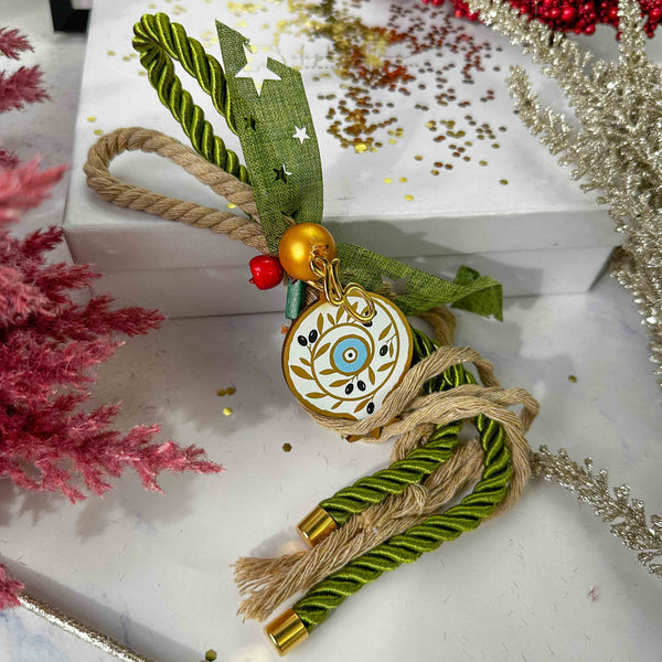 Γούρι Τοίχου 2026 Ρόδι με Ματάκι & Κλαδί Ελιάς – Χειροποίητο Διακοσμητικό